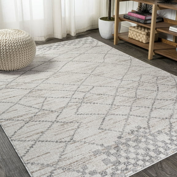 JONATHAN Y MOROCCAN HYPE 4 x 6 Area Rug, Asilah Moroccan Diamond - Light Gray, MOH300A-4