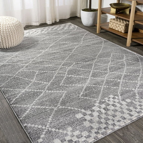 JONATHAN Y MOROCCAN HYPE 4 x 6 Area Rug, Asilah Moroccan Diamond - Gray, MOH300B-4