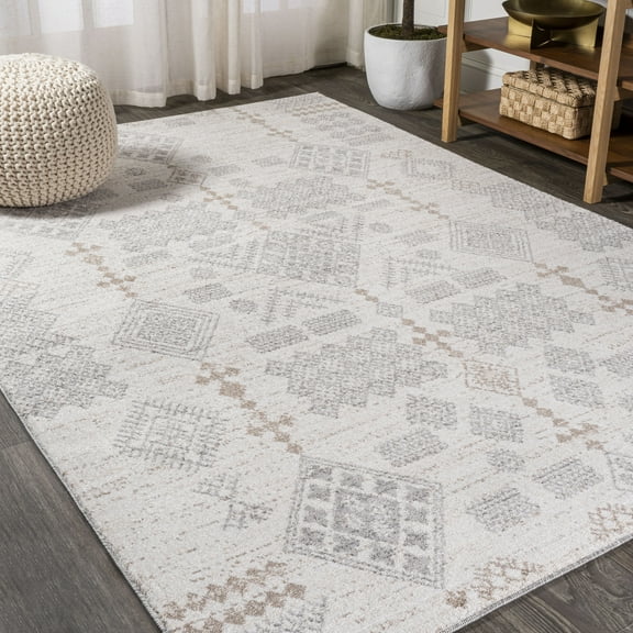 JONATHAN Y MOROCCAN HYPE 5 x 8 Area Rug, Bhalil Berber Diamond Geometric - Beige/Gray, MOH302A-5