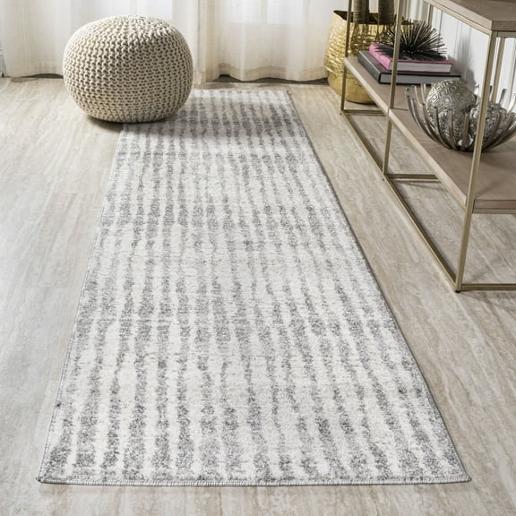 JONATHAN Y MOROCCAN HYPE 2 x 8 Runner Rug, Skoura Bold Stripe - Beige/Dark Gray, MOH305A-28