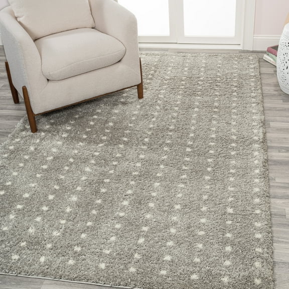 JONATHAN Y MOROCCAN HYPE 3 x 5 Area Rug, Pele Geometric Dot Shag - Gray/Ivory, MOH400B-3
