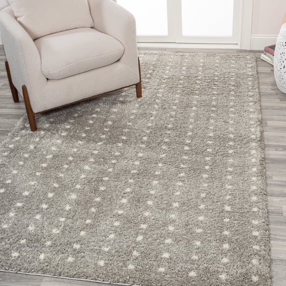 JONATHAN Y MOROCCAN HYPE 3 x 5 Area Rug, Pele Geometric Dot Shag - Gray/Ivory, MOH400B-3
