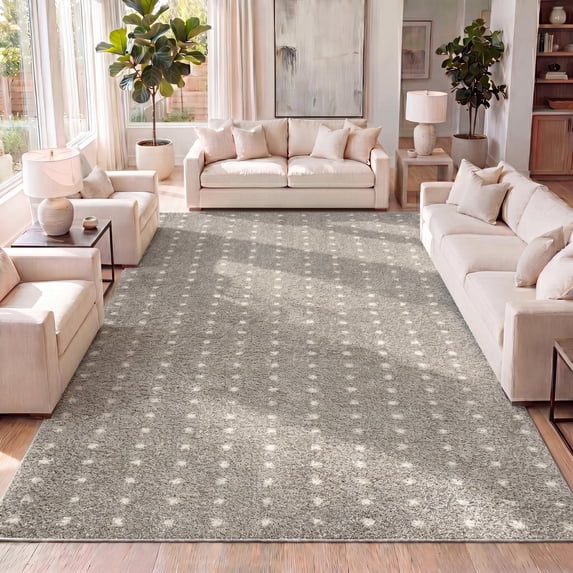 JONATHAN Y MOROCCAN HYPE 5 x 8 Area Rug, Pele Geometric Dot Shag - Gray/Ivory, MOH400B-5