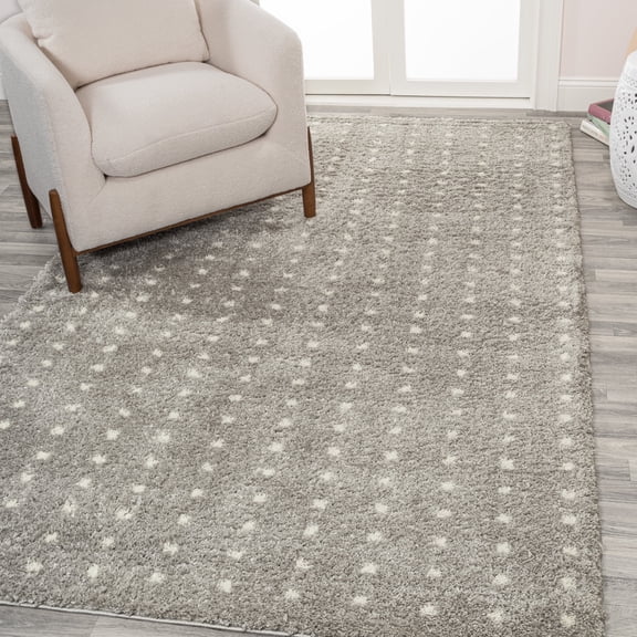 JONATHAN Y MOROCCAN HYPE 8 x 10 Area Rug, Pele Geometric Dot Shag - Gray/Ivory, MOH400B-8