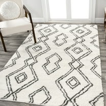 JONATHAN Y MOROCCAN HYPE 5 x 8 Area Rug, Deia Moroccan Style Diamond Shag - White/Gray, MOH401A-5