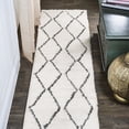thumbnail image 1 of JONATHAN Y MOROCCAN HYPE 2 x 10 Runner Rug, Catala Moroccan Diamond Shag - White/Gray, MOH405A-210, 1 of 9