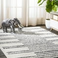 thumbnail image 1 of JONATHAN Y MOROCCAN HYPE 5 x 8 Area Rug, Petra Stripe Geometric Shag - White/Gray, MOH406A-5, 1 of 9