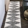 thumbnail image 1 of JONATHAN Y MOROCCAN HYPE 2 x 8 Runner Rug, Elm Diamond Stripe Geometric Shag - White/Gray, MOH408A-28, 1 of 9