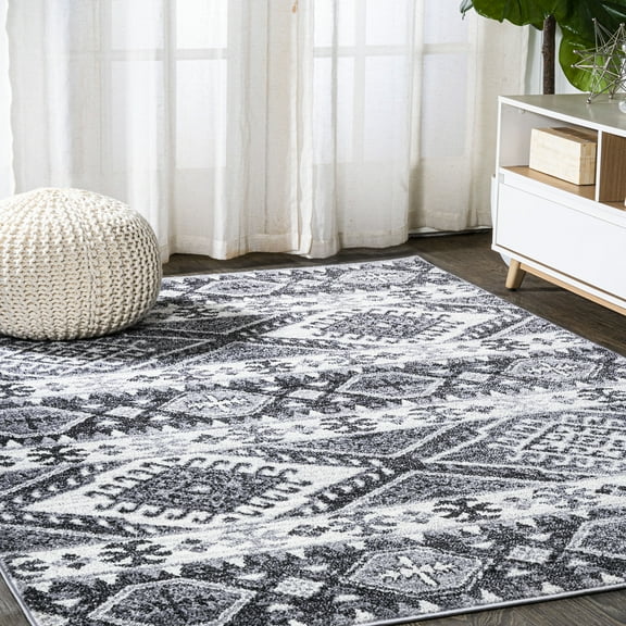 JONATHAN Y MOROCCAN HYPE 3 x 5 Area Rug, Sura Kilim Geometric - Gray/Anthracite, MOH500A-3