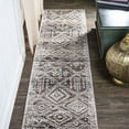 thumbnail image 1 of JONATHAN Y MOROCCAN HYPE 2 x 10 Runner Rug, Tayri Tribal Geometric - Brown/Ivory, MOH501A-210, 1 of 9