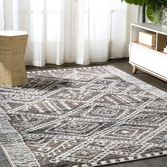 JONATHAN Y MOROCCAN HYPE 8 x 10 Area Rug, Tayri Tribal Geometric - Brown/Ivory, MOH501A-8