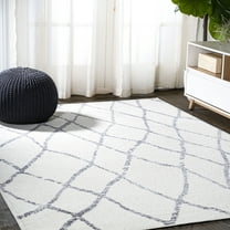 JONATHAN Y MOROCCAN HYPE 5 x 8 Area Rug, Illi Moroccan Diamond Trellis - Ivory/Gray, MOH506A-5