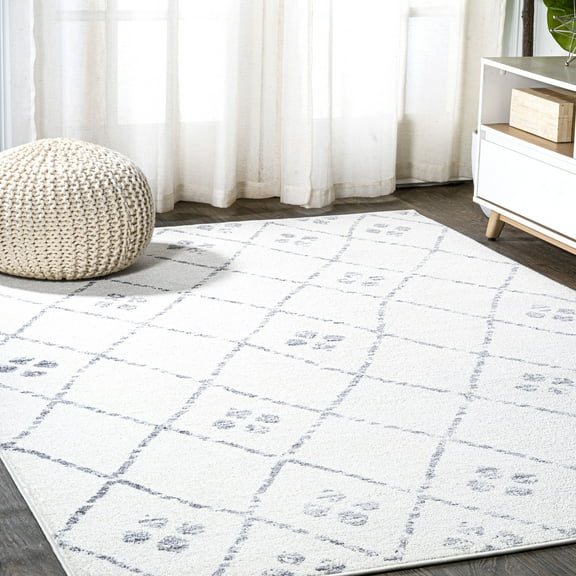 JONATHAN Y MOROCCAN HYPE 8 x 10 Area Rug, Izil Moroccan Geometric Diamond - Ivory/Light Gray, MOH507A-8