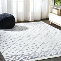 JONATHAN Y MOROCCAN HYPE 5 x 8 Area Rug, Juba Moroccan Geometric Diamond - Ivory/Gray, MOH508A-5