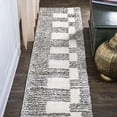 thumbnail image 1 of JONATHAN Y MOROCCAN HYPE 2 x 8 Runner Rug, Petra Abstract Stripe Geometric Shag - White/Gray, MOH407A-28, 1 of 9