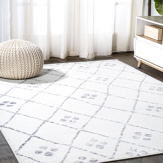 JONATHAN Y MOROCCAN HYPE 8 x 10 Area Rug, Izil Moroccan Geometric Diamond - Ivory/Light Gray, MOH507A-8