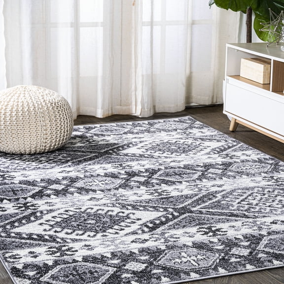 JONATHAN Y MOROCCAN HYPE 8 x 10 Area Rug, Sura Kilim Geometric - Gray/Anthracite, MOH500A-8