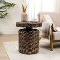 thumbnail image 1 of JONATHAN Y Marisol 19.65" Coastal Bohemian Handwoven Water Hyacinth Round Accent Side Table, Brown, TBL2504B, 1 of 7