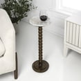 thumbnail image 1 of JONATHAN Y Monroe 24.25" Rustic Farmhouse Spindle Wood Drink Table and Decorative End Table with White/Beige Marble Round Top, Dark Brown, END3005C, 1 of 5