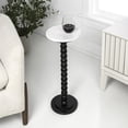 thumbnail image 1 of JONATHAN Y Monroe 24.25" Rustic Farmhouse Spindle Wood Drink Table and Decorative End Table with White Marble Round Top, Black, END3005A, 1 of 5