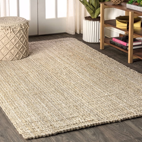 JONATHAN Y NATURAL FIBER 9 x 12 Area Rug, Hiro Hand Woven Chunky Jute - Ivory, NFR103A-9