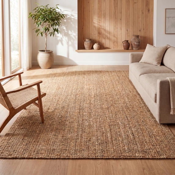 JONATHAN Y NATURAL FIBER 6 x 9 Area Rug, Pata Hand Woven Chunky Jute - Natural, NRF102A-6