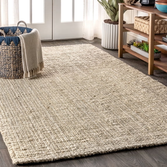 JONATHAN Y NATURAL FIBER 10 x 13 Area Rug, Pata Hand Woven Chunky Jute - Light Ivory, NRF102B-13