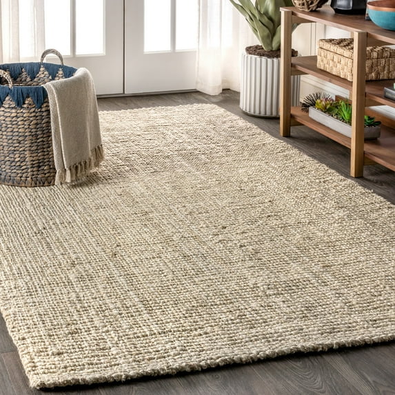 JONATHAN Y NRF102B-4 Pata Hand Woven Chunky Jute Light Ivory 4 ft. x 6 ft. Area Rug, Bohemian Transitional, Pet Friendly, Stain Resistant, Easy to Clean, for Living Room; Kitchen, Bedroom