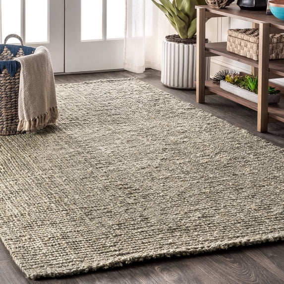 JONATHAN Y NATURAL FIBER 10 x 13 Area Rug, Pata Hand Woven Chunky Jute - Gray, NRF102C-13