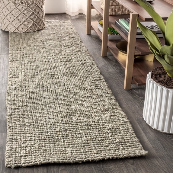 JONATHAN Y NATURAL FIBER 2 x 20 Runner Rug, Pata Hand Woven Chunky Jute - Gray, NRF102C-220