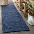 thumbnail image 1 of JONATHAN Y NATURAL FIBER 2 x 12 Runner Rug, Pata Hand Woven Chunky Jute - Navy, NRF102D-212, 1 of 4