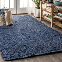 JONATHAN Y NRF102D-3 Pata Hand Woven Chunky Jute Navy 3 ft. x 5 ft. Area Rug, Bohemian Transitional, Pet Friendly, Stain Resistant, Easy to Clean, for Living Room; Kitchen, Bedroom