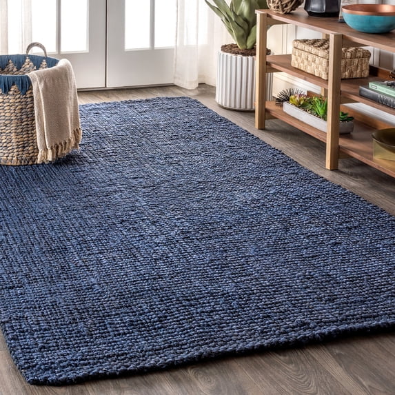 JONATHAN Y NATURAL FIBER 9 x 12 Area Rug, Pata Hand Woven Chunky Jute - Navy, NRF102D-9