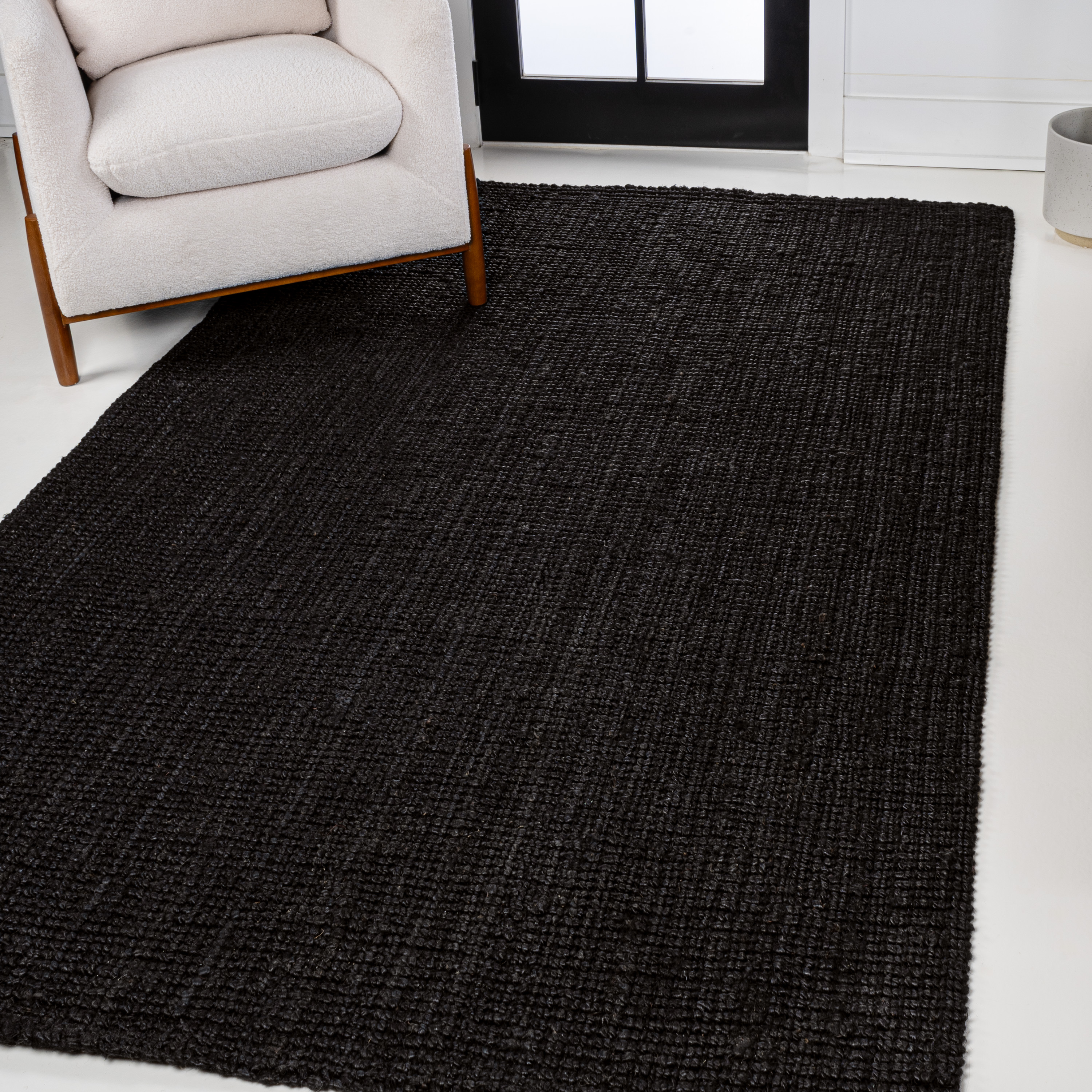 JONATHAN Y NATURAL FIBER 4 x 6 Area Rug, Pata Hand Woven Chunky Jute - Black, NRF102E-4