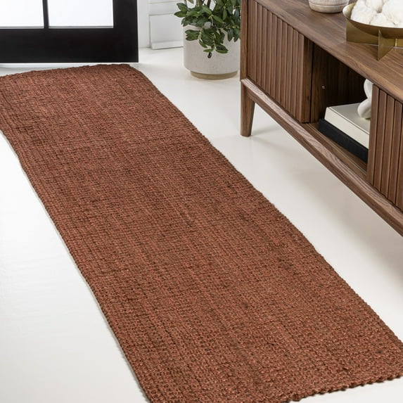 JONATHAN Y NATURAL FIBER 2 x 8 Runner Rug, Pata Hand Woven Chunky Jute - Terracotta, NRF102F-28