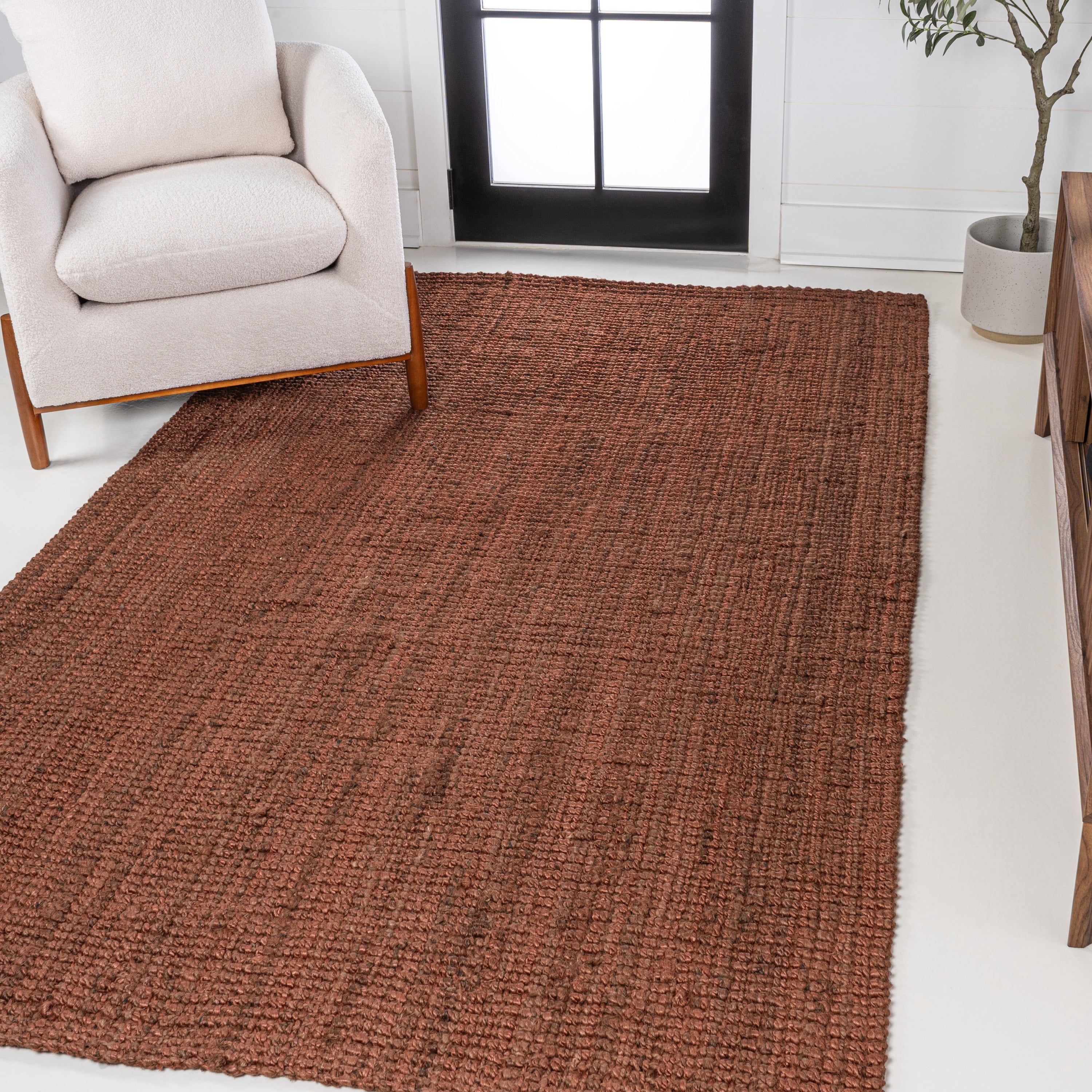 JONATHAN Y NATURAL FIBER 3 x 5 Area Rug, Pata Hand Woven Chunky Jute - Terracotta, NRF102F-3