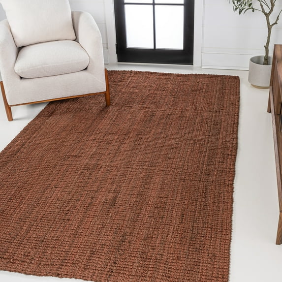 JONATHAN Y NRF102F-5 Pata Hand Woven Chunky Jute Terracotta 5 ft. x 8 ft. Area Rug, Bohemian Transitional, Pet Friendly, Stain Resistant, Easy to Clean, for Living Room; Kitchen, Bedroom