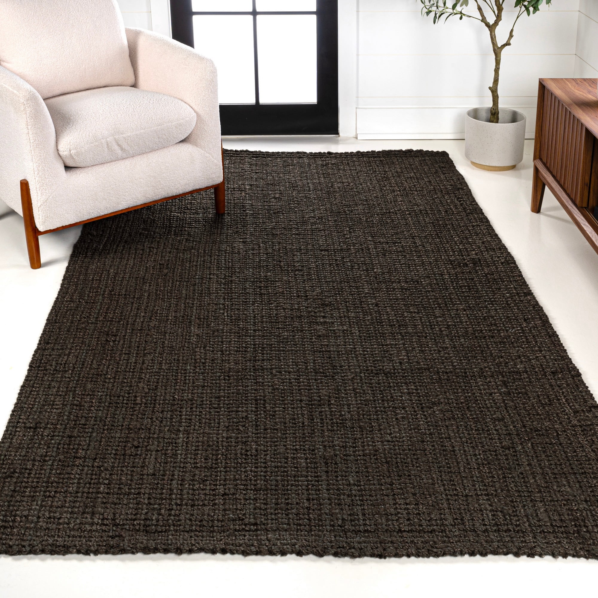 Chunky Boho Rug JONATHAN Y NRF102G-5 Pata Hand Woven Chunky Jute Brown 5 ft. x 8 ft ...