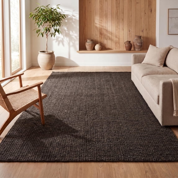 JONATHAN Y NATURAL FIBER 5 x 8 Area Rug, Pata Hand Woven Chunky Jute - Brown, NRF102G-5