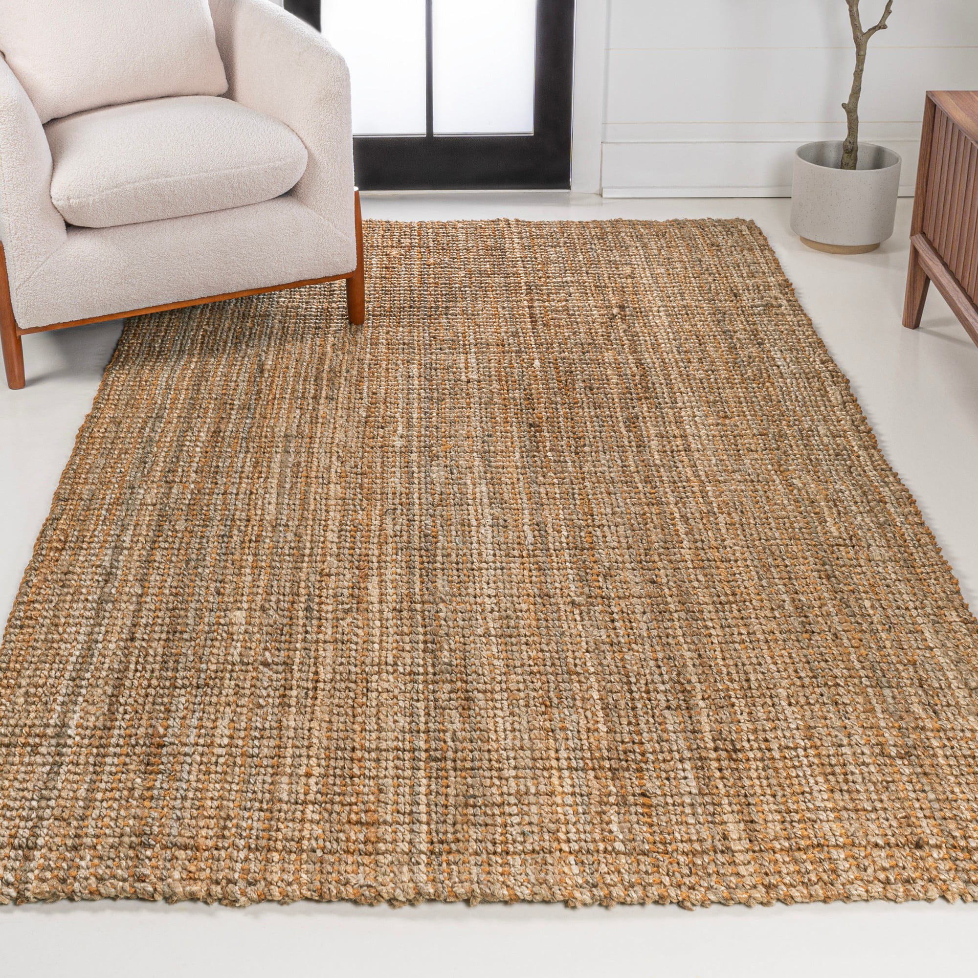 Natural Handwoven Jute Rectangular Area Rug, 5 x 8 ft