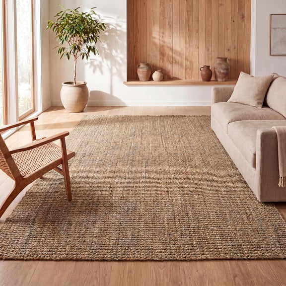 JONATHAN Y NATURAL FIBER 5 x 8 Area Rug, Biot Traditional Rustic Handwoven Jute - Natural, NRF104A-5