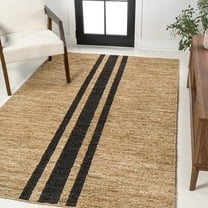 JONATHAN Y NATURAL FIBER 4 x 6 Area Rug, Olivier Rustic Stripe Jute - Natural/Black, NRF200A-4