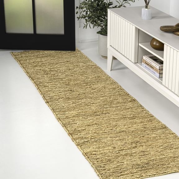 JONATHAN Y NATURAL FIBER 2 x 8 Runner Rug, Griffin Rustic Farmhouse Woven Jute - Natural, NRF201A-28