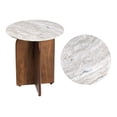 thumbnail image 1 of JONATHAN Y Naomi 18" Rustic Minimalist Marble/Wood X-Base Accent Table, White Marble/Honey Wood, END5002B, 1 of 7