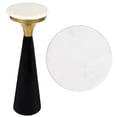 thumbnail image 1 of JONATHAN Y Oliver 22.25" Mid-Century Glam Retro Metal Drink Table and Decorative End Table with White Marble Round Top, Black/White/Gold, END1009B, 1 of 5