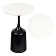 thumbnail image 1 of JONATHAN Y Pip 20.25" Classic Designer Metal Drink Table and Decorative End Table with White Marble Round Top and Bell Pedestal Base, Antique Black, END4002C, 1 of 5