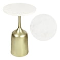 thumbnail image 1 of JONATHAN Y Pip 20.25" Classic Designer Metal Drink Table and Decorative End Table with White Marble Round Top and Bell Pedestal Base, Antique Gold, END4002B, 1 of 5