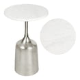 thumbnail image 1 of JONATHAN Y Pip 20.25" Classic Designer Metal Drink Table and Decorative End Table with White Marble Round Top and Bell Pedestal Base, Antique Nickel, END4002A, 1 of 5