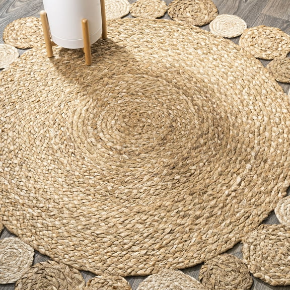 JONATHAN Y ANSA 3' Round Area Rug, Eden Jute Hippie Circle - Natural, RNF102A-3R