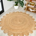 thumbnail image 1 of JONATHAN Y ANSA 6' Round Area Rug, Petal Boho Jute Scalloped Circle - Natural, RNF112A-6R, 1 of 6